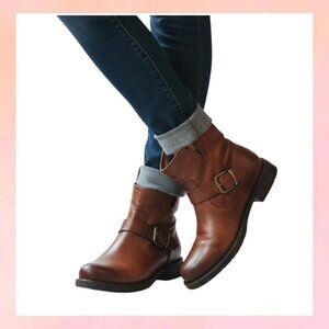 Frye Veronica Leather Booties in Bronze - Women's Size 6.5